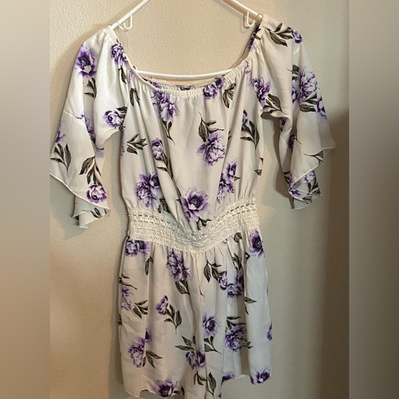 Rue 21 floral Romper off the shoulder dress- Formal - Picture 2 of 8
